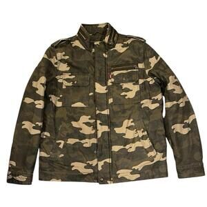 Levis Mens Washed Cotton Military Jacket in Camo Green Size‎ Medium